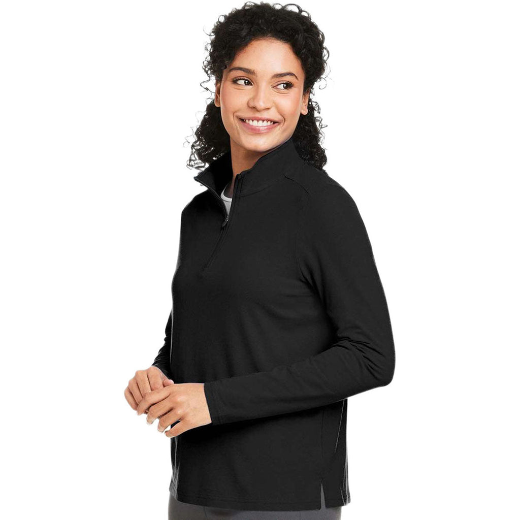 Devon & Jones Women's Black Raleigh Stretch Quarter-Zip Pullover