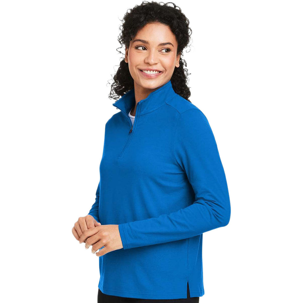 Devon & Jones Women's French Blue Raleigh Stretch Quarter-Zip Pullover