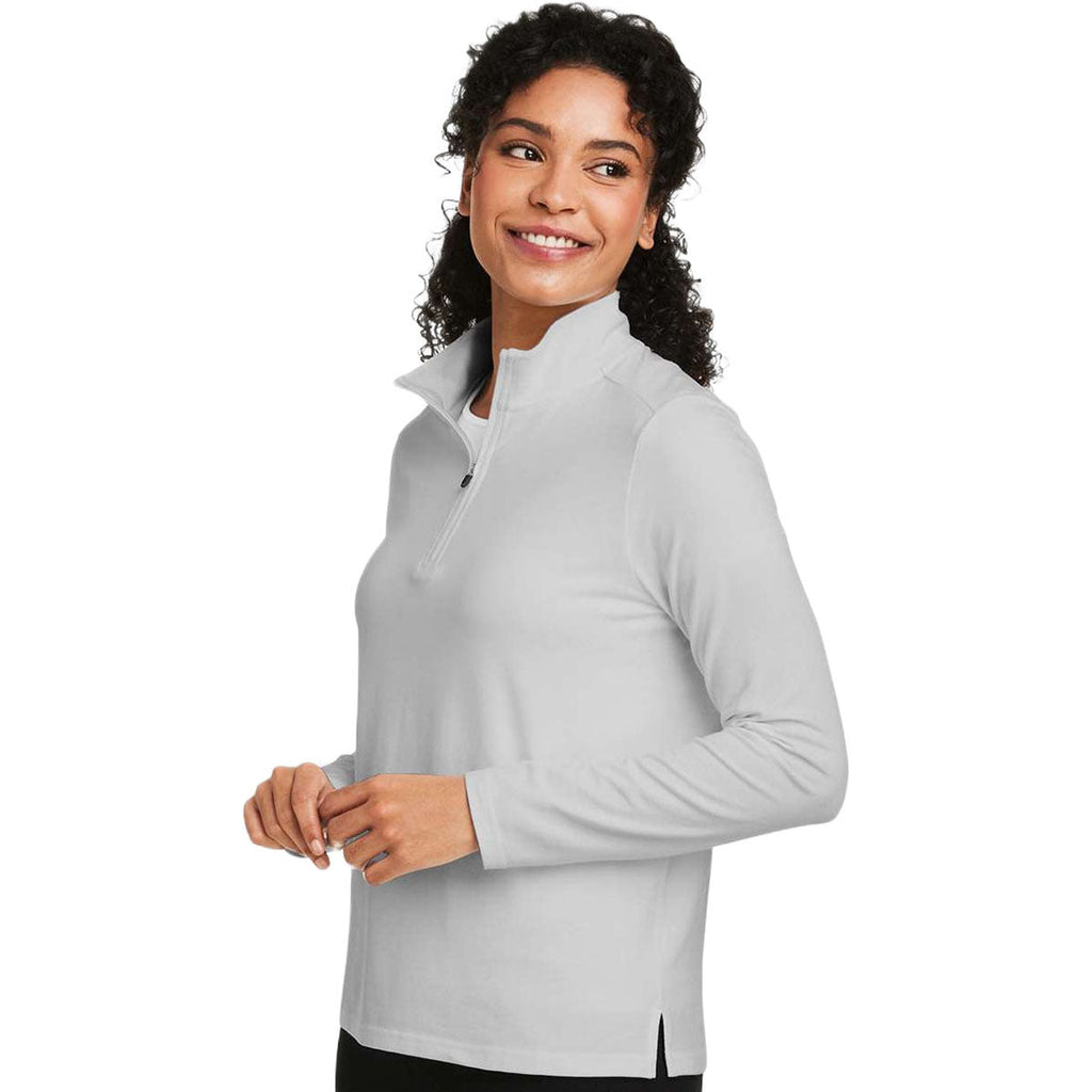 Devon & Jones Women's Grey Raleigh Stretch Quarter-Zip Pullover