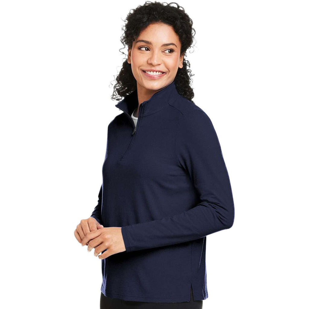 Devon & Jones Women's Navy Raleigh Stretch Quarter-Zip Pullover