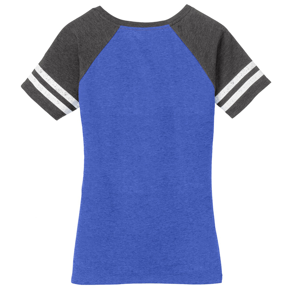 District Women's Heathered True Royal/ Heathered Charcoal Game V-Neck Tee