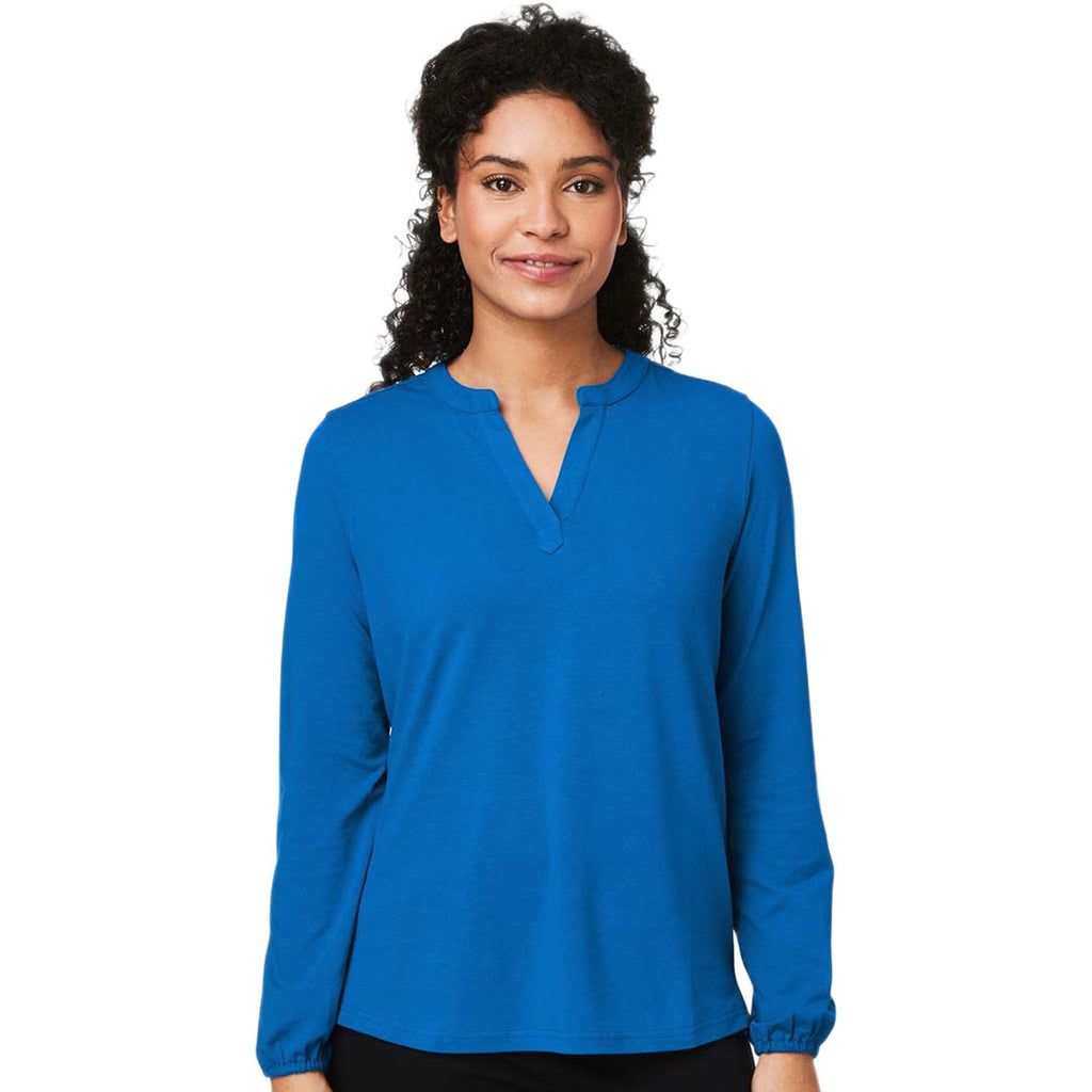 Devon & Jones Women's French Blue Raleigh Half-Placket Knit Top
