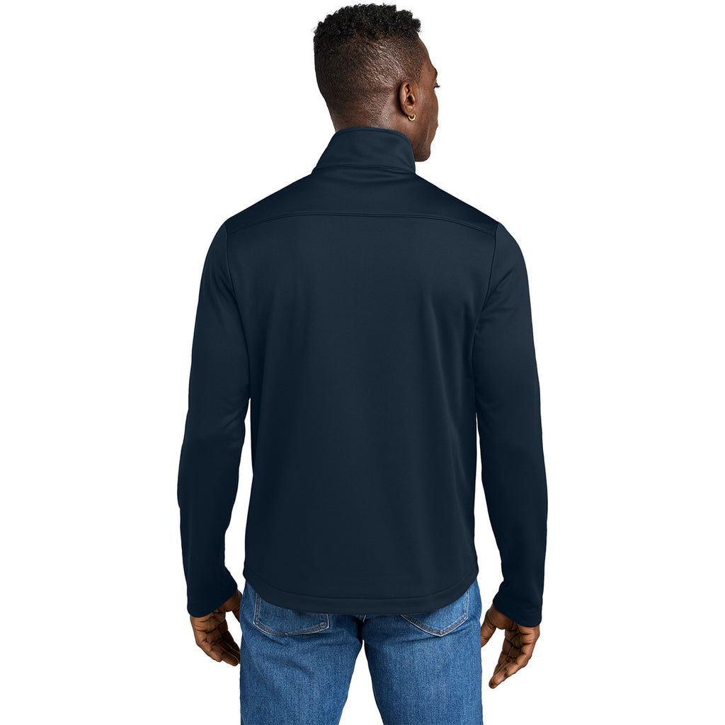 Eddie Bauer Men's River Blue Navy Smooth Mid Layer Fleece 1/2-Zip