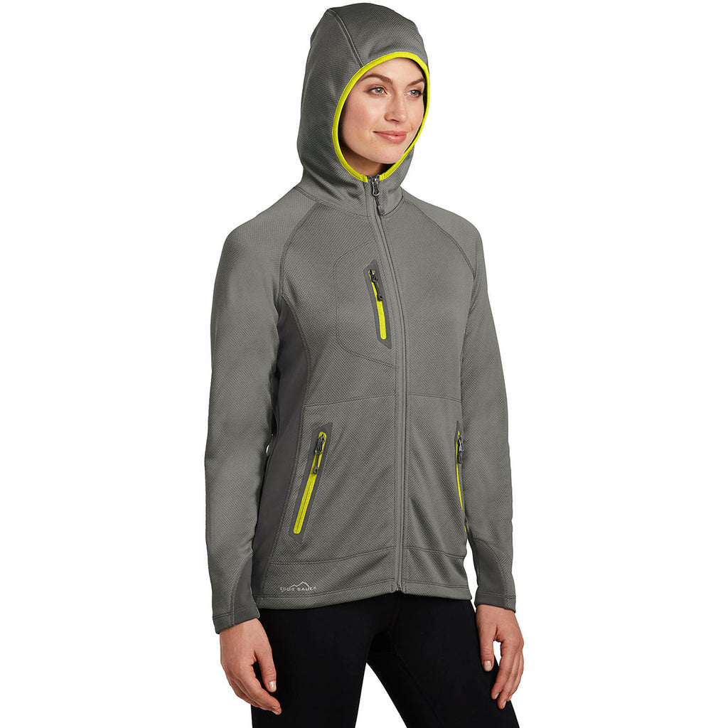 Eddie Bauer Women's Metal Grey/Grey Steel/Citron Sport Hooded Full-Zip Fleece Jacket