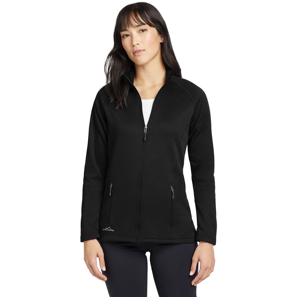 Eddie Bauer Women's Black Smooth Fleece Base Layer Full-Zip