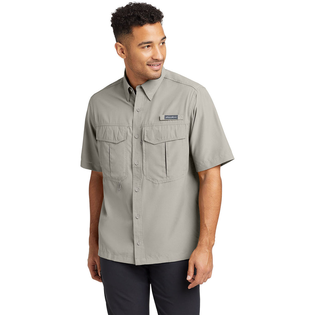 Eddie Bauer Men's Driftwood Beige S/S Performance Fishing Shirt