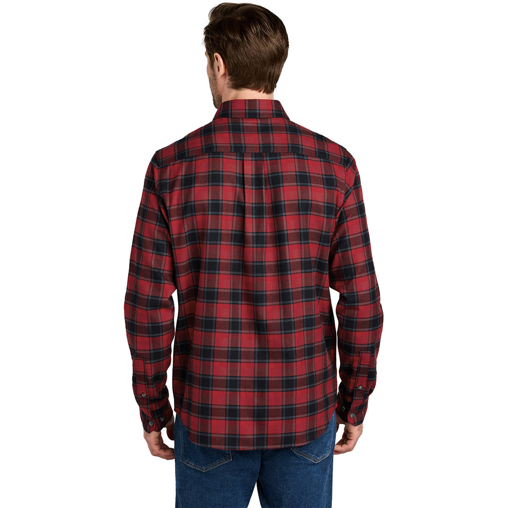 Eddie Bauer Men's Red Highland Plaid Long Sleeve Favorite Flannel Plaid Shirt