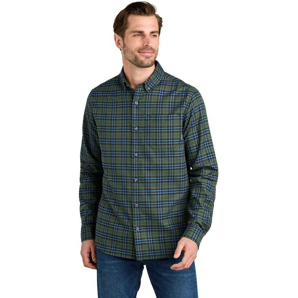 Eddie Bauer Men's Soft Olive Plaid Long Sleeve Favorite Flannel Plaid Shirt