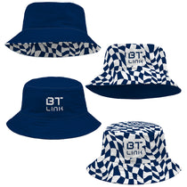 Pop Promos Navy/White Reversible Checkered Bucket Hat