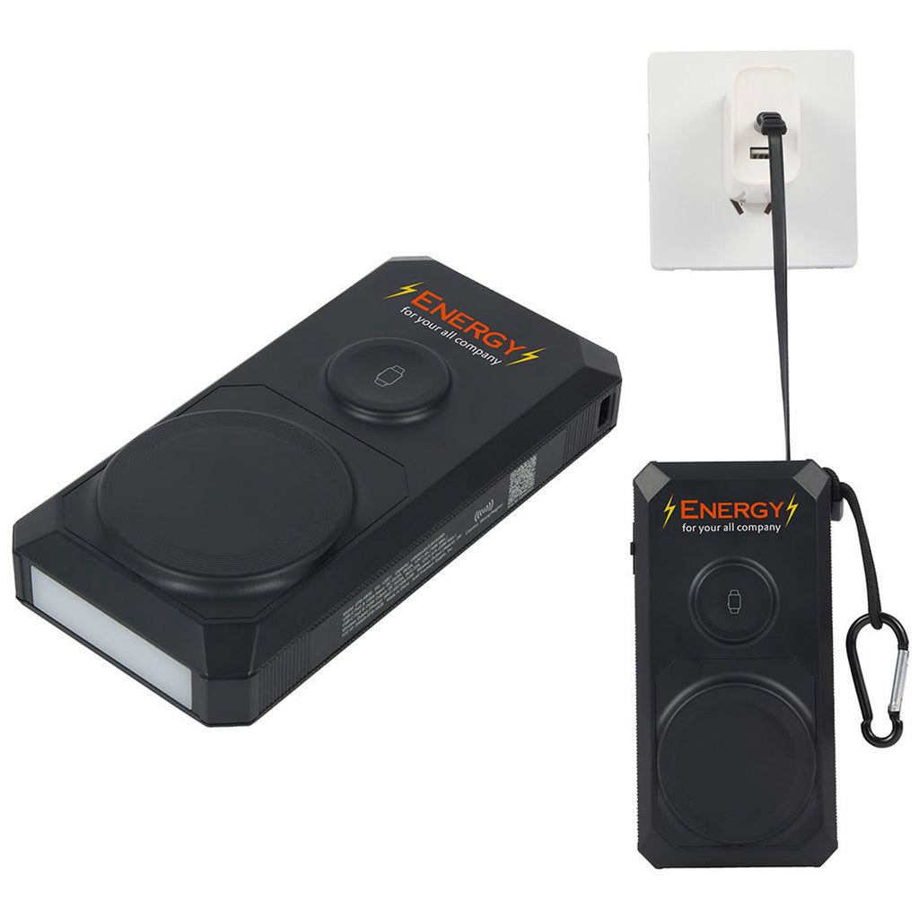 Ariel Premium Black Array 15000mAh 20W Magnetic Wireless Power Bank with Solar Panel, Watch Charger & Retractable Cable