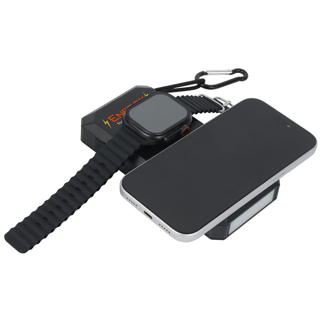 Ariel Premium Black Array 15000mAh 20W Magnetic Wireless Power Bank with Solar Panel, Watch Charger & Retractable Cable
