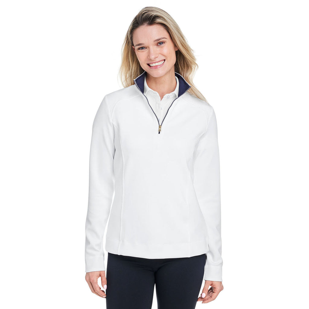 Fairway & Greene Women's White/Eclipse Wells Quarter-Zip Tech Pullover