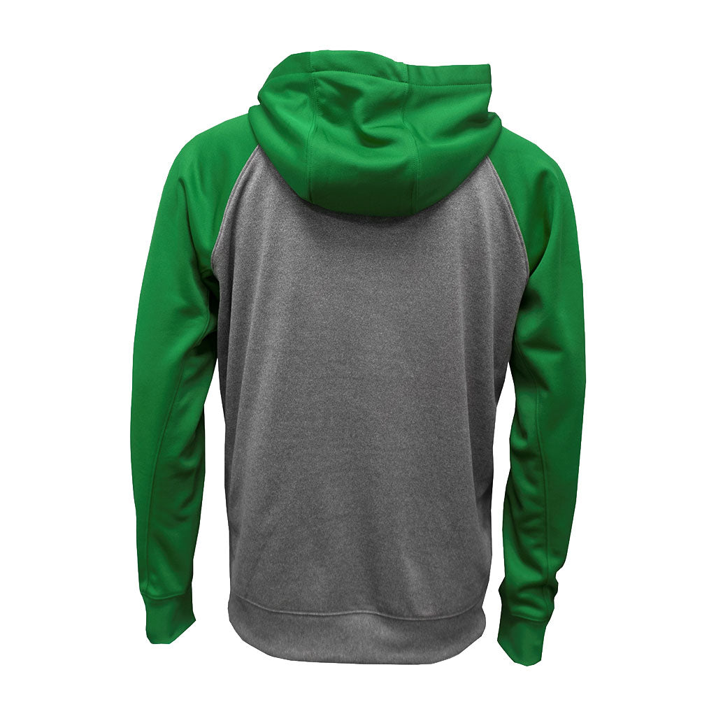 BAW Men's Heather Black/Kelly Raglan Sleeve Fleece Hooded