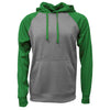 BAW Men's Heather Black/Kelly Raglan Sleeve Fleece Hooded