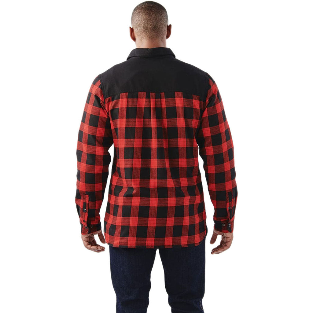 Stormtech Men's Black/Red Plaid Logan Thermal Long Sleeve Shirt