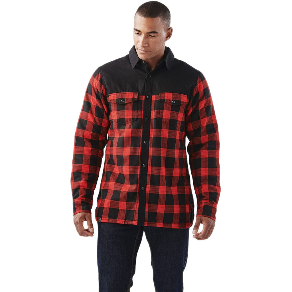 Stormtech Men's Black/Red Plaid Logan Thermal Long Sleeve Shirt