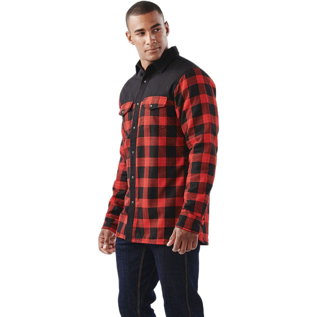 Stormtech Men's Black/Red Plaid Logan Thermal Long Sleeve Shirt