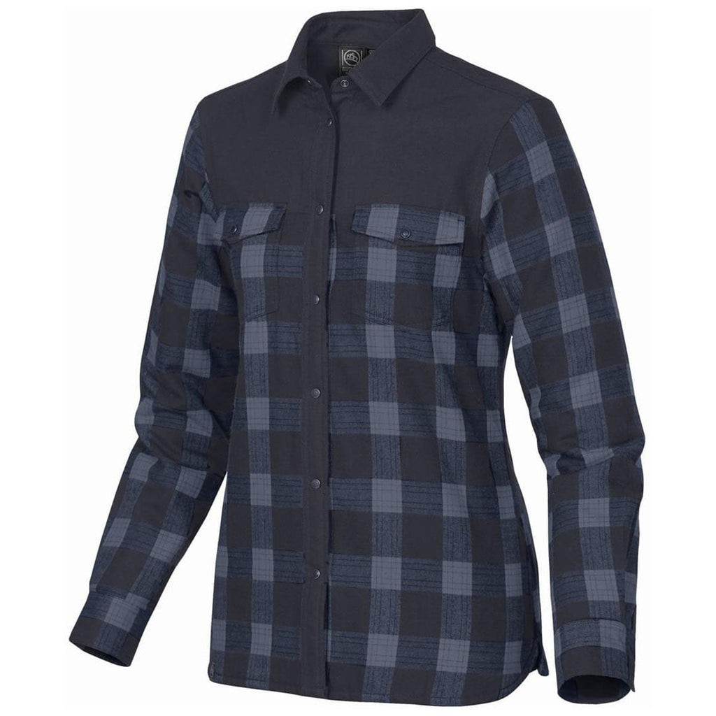 Stormtech Women's Navy Plaid Logan Thermal Long Sleeve Shirt