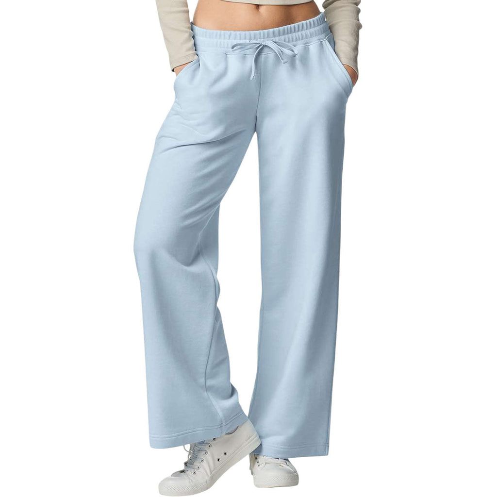 American Apparel Women's Powder Blue French Terry Wide Leg Pants