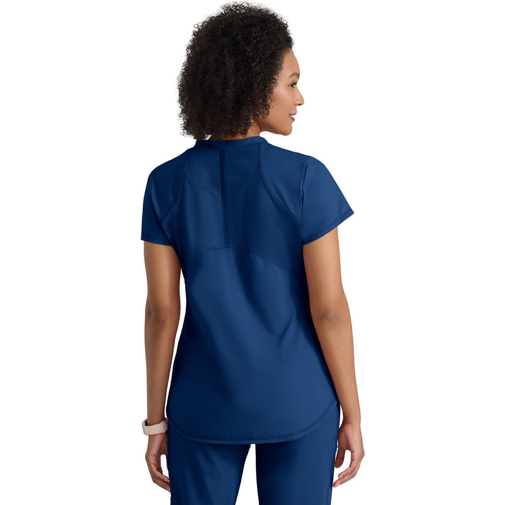 Grey's Anatomy Women's Indigo (Navy) Two Pocket V-Neck Define Top