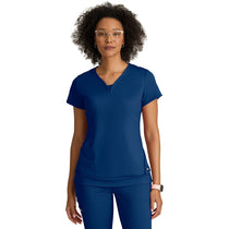 Grey's Anatomy Women's Indigo (Navy) Two Pocket V-Neck Motivate Top