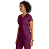 Grey's Anatomy Women's Wine Two Pocket V-Neck Motivate Top