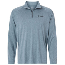 HUK Men's Silverblue Heather Airweight Heather Quarter-Zip Pullover