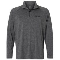 HUK Men's Volcanic Ash Heather Airweight Heather Quarter-Zip Pullover