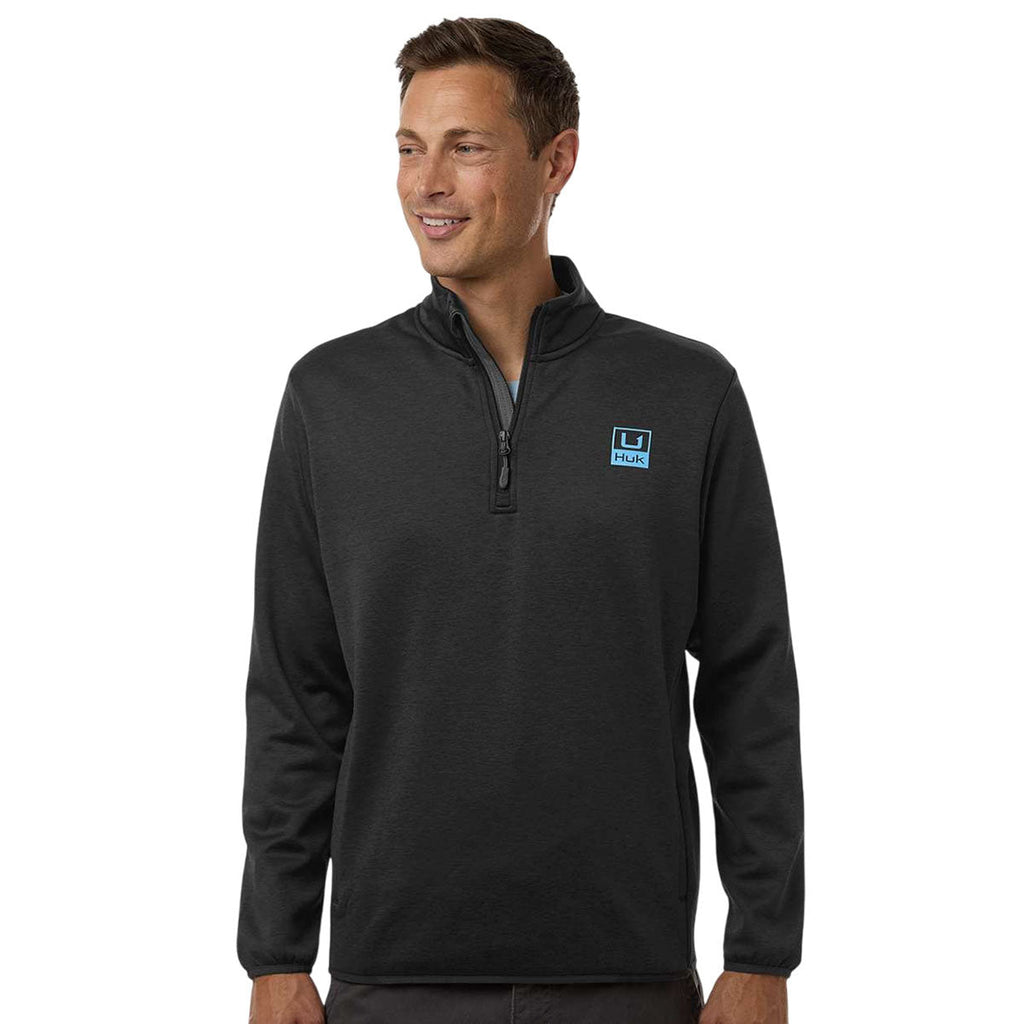 HUK Men's Heather Black Cold Front Quarter-Zip