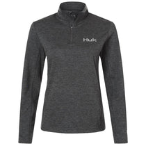 HUK Women's Volcanic Ash Heather Coldfront+ Quarter Zip Pullover