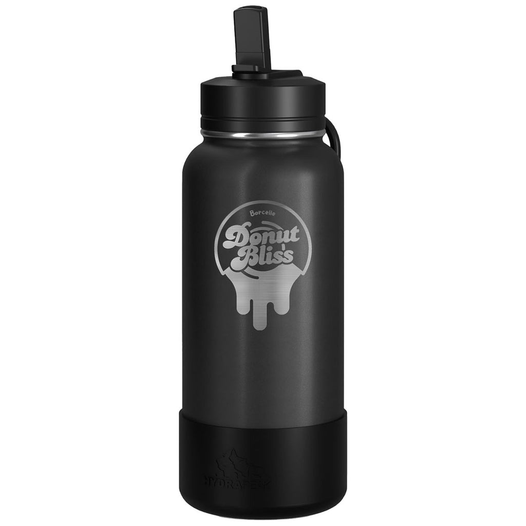 Hydrapeak Black 32oz Insulated Water Bottle w/ Straw Lid