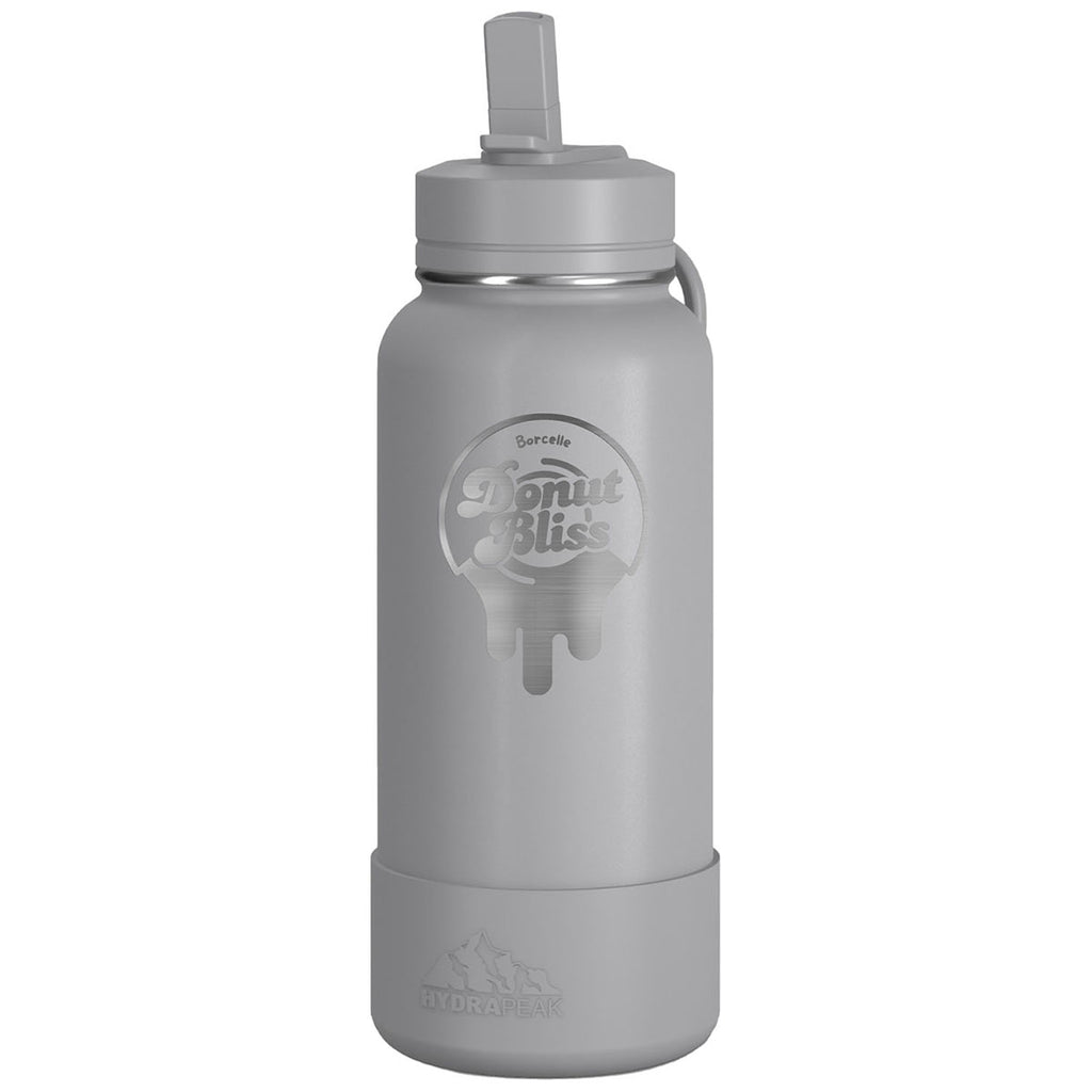Hydrapeak Grey 32oz Insulated Water Bottle w/ Straw Lid
