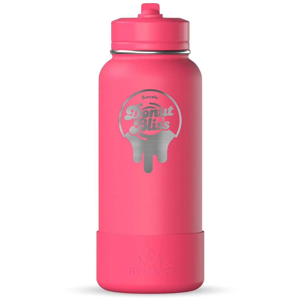 Hydrapeak Hot Pink 32oz Insulated Water Bottle w/ Straw Lid
