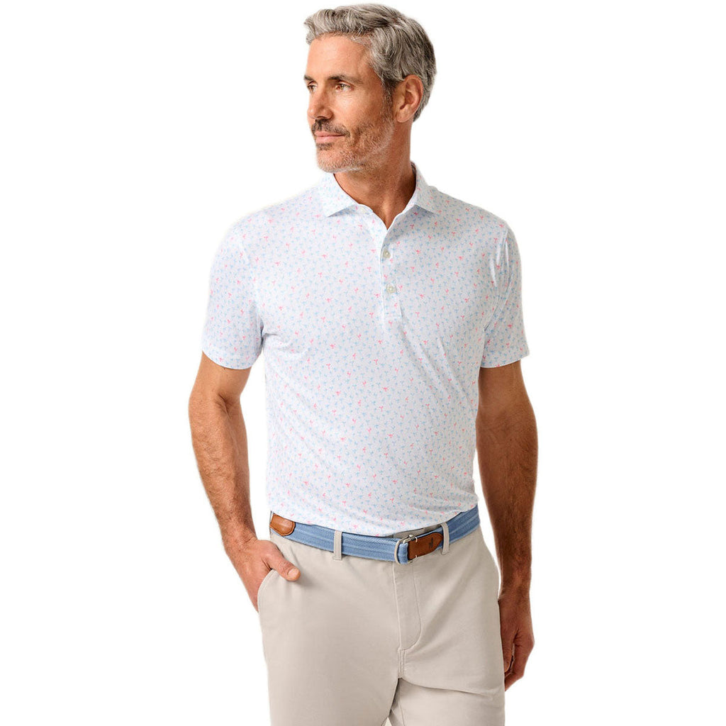 Johnnie-O Men's White Pin Up Performance Featherweight Polo