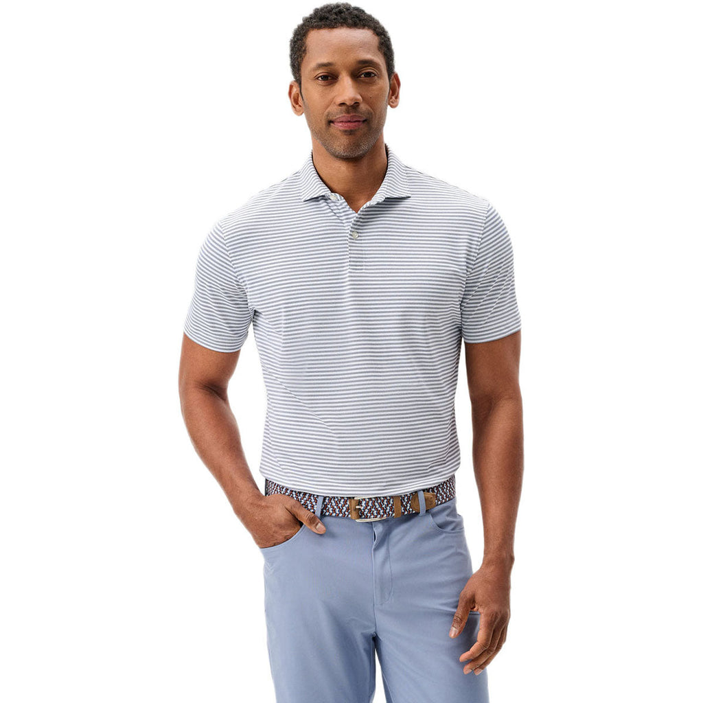 Johnnie-O Men's Navy Cruz Stripe Performance Mesh Polo