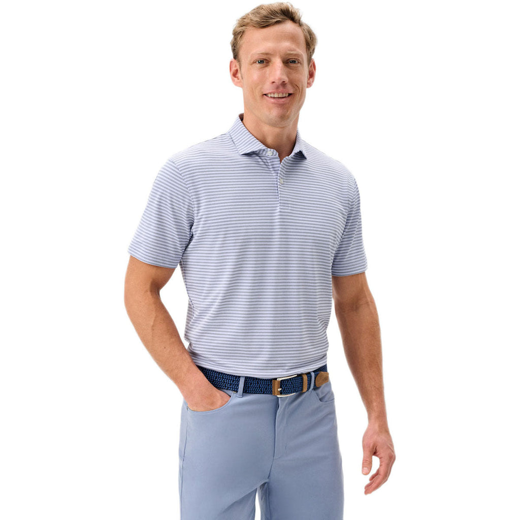 Johnnie-O Men's Navy Viola Cruz Stripe Performance Mesh Polo