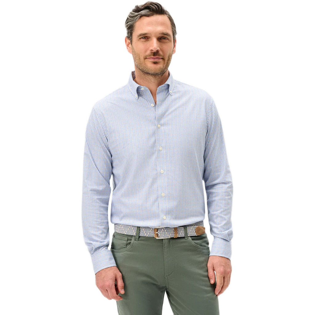 Johnnie-O Men's Navy Koby Mini Pane Everyday Performance Button Down Shirt