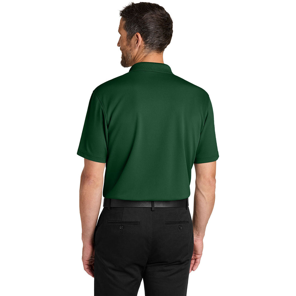 Port Authority Men's Hunter Green Dry Zone Stain-Release Grid Polo