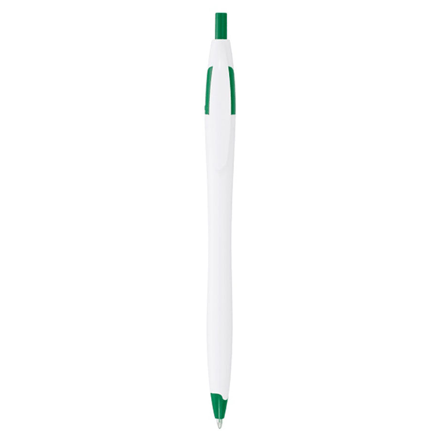 Bullet White w/Green Trim Cougar Retractable Ballpoint Pen