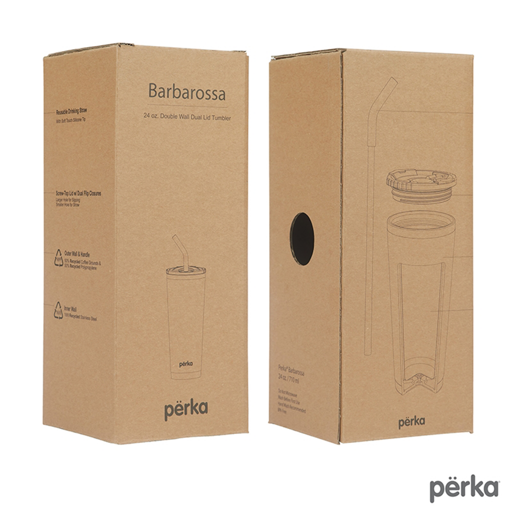 Perka Natural Barbarossa 24 oz. Recycled Steel and Coffee Grounds Tumbler