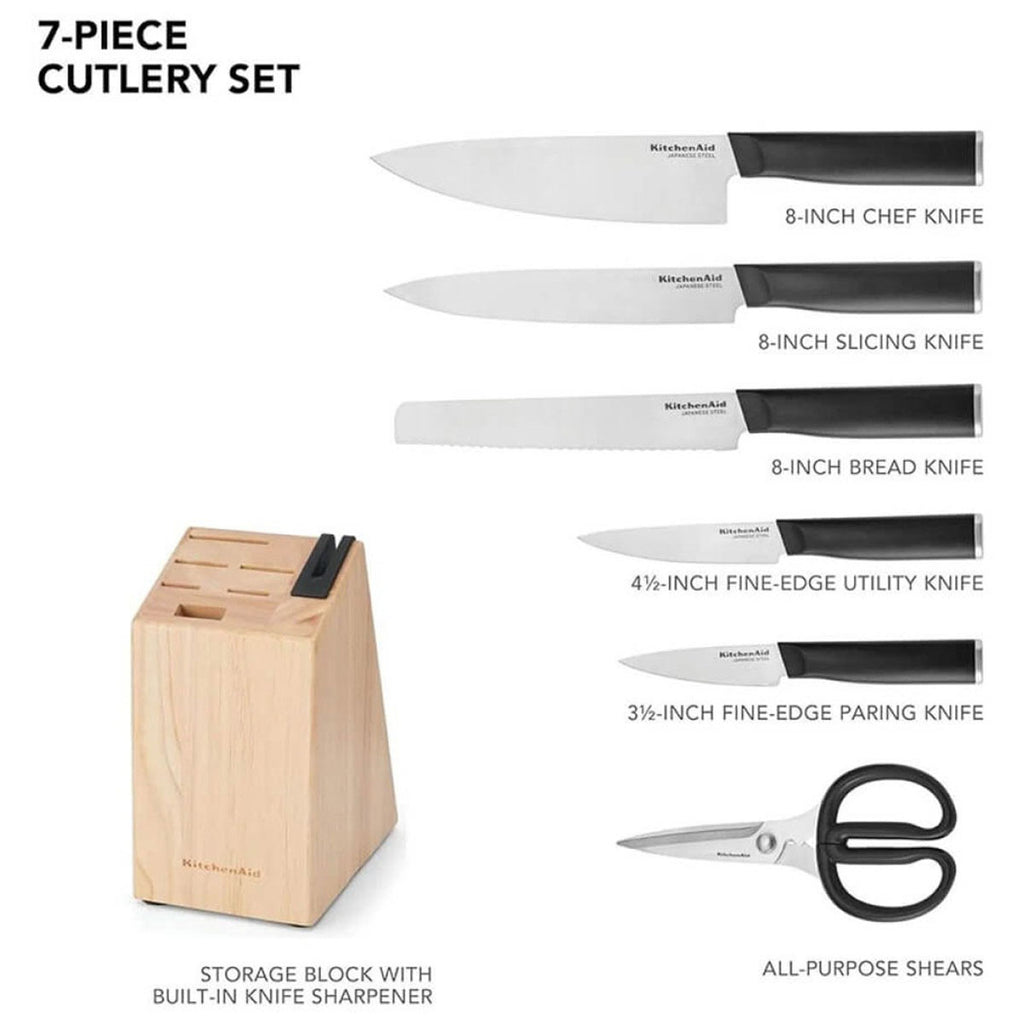 KitchenAid Black Classic 7-Piece Self-Sharpening Knife Block Set