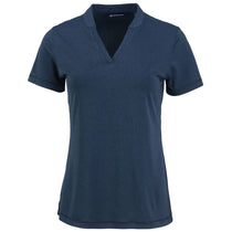 Cutter & Buck Women's Dark Navy Blue Heather Forge Heathered Stretch Blade Top