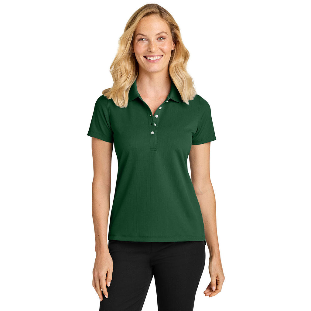 Port Authority Women's Hunter Green Dry Zone Stain-Release Grid Polo