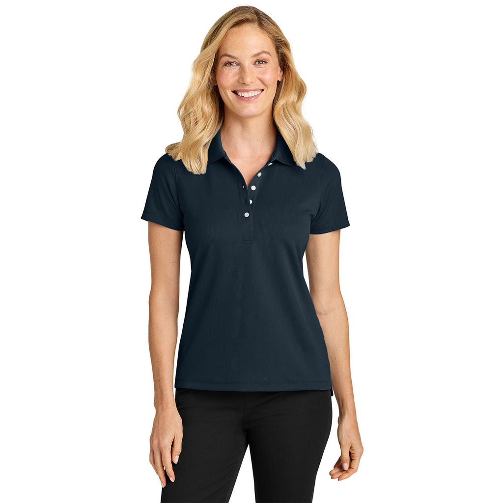 Port Authority Women's Night Navy Dry Zone Stain-Release Grid Polo