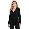 Port Authority Women's Deep Black Easy Care Button-Up Cardigan Sweater