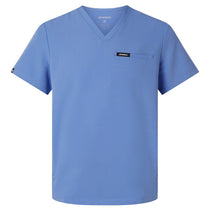 Jaanuu Men's Ceil Blue Platt 3-Pocket Scrub V-Neck Top