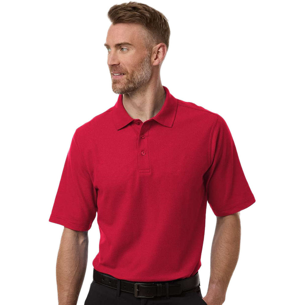 Harriton Men's Red Tall Maverick CVC Pique Polo