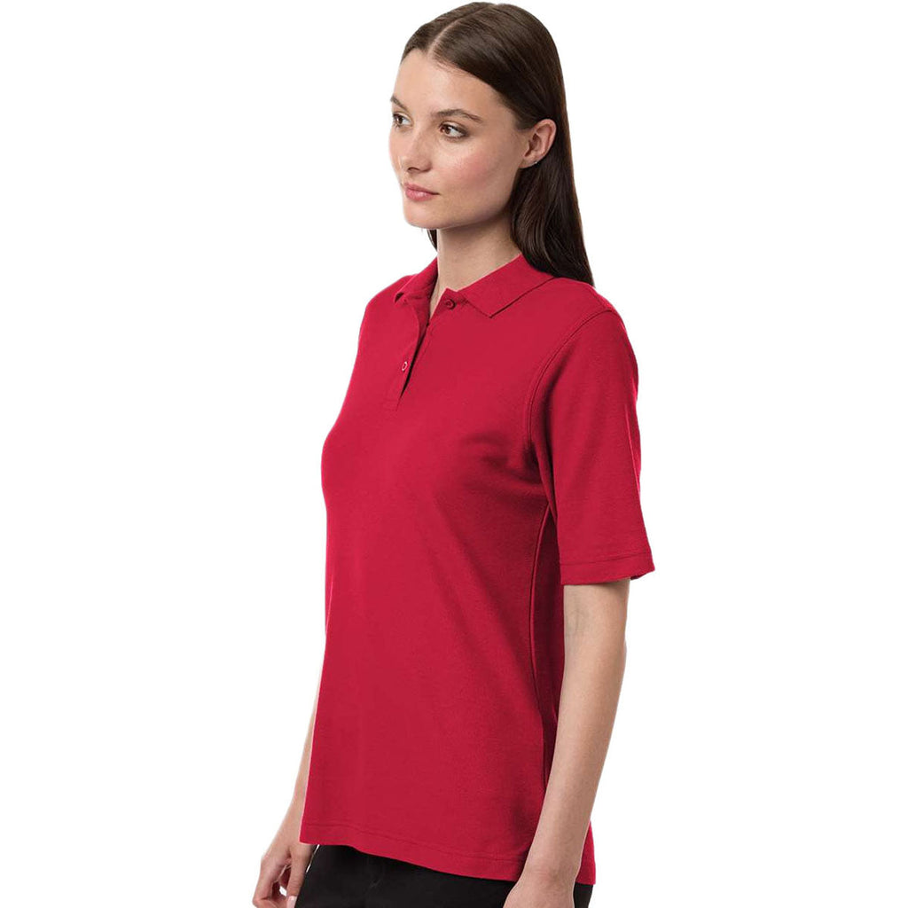 Harriton Women's Red Maverick CVC Pique Polo