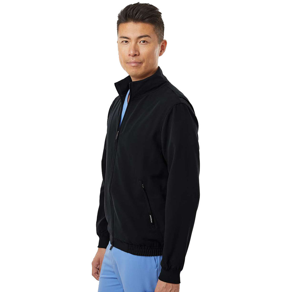 Jaanuu Men's Black Wolfe Everyday Full-Zip 6-Pocket Scrub Jacket