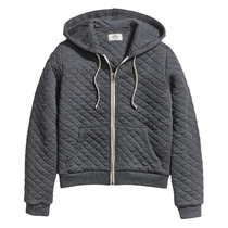 Marine Layer Women's Dark Heather Grey Corbet Quilted Full Zip Hoodie